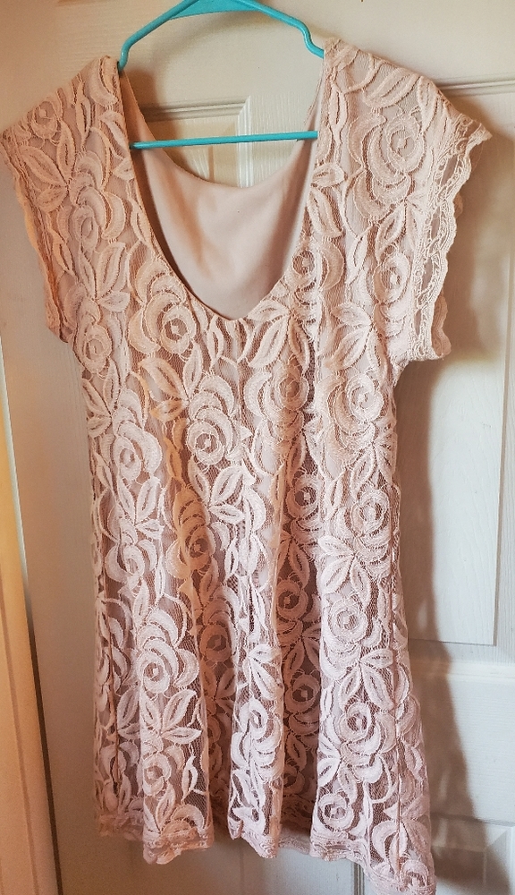 Light pink floral lace dress
